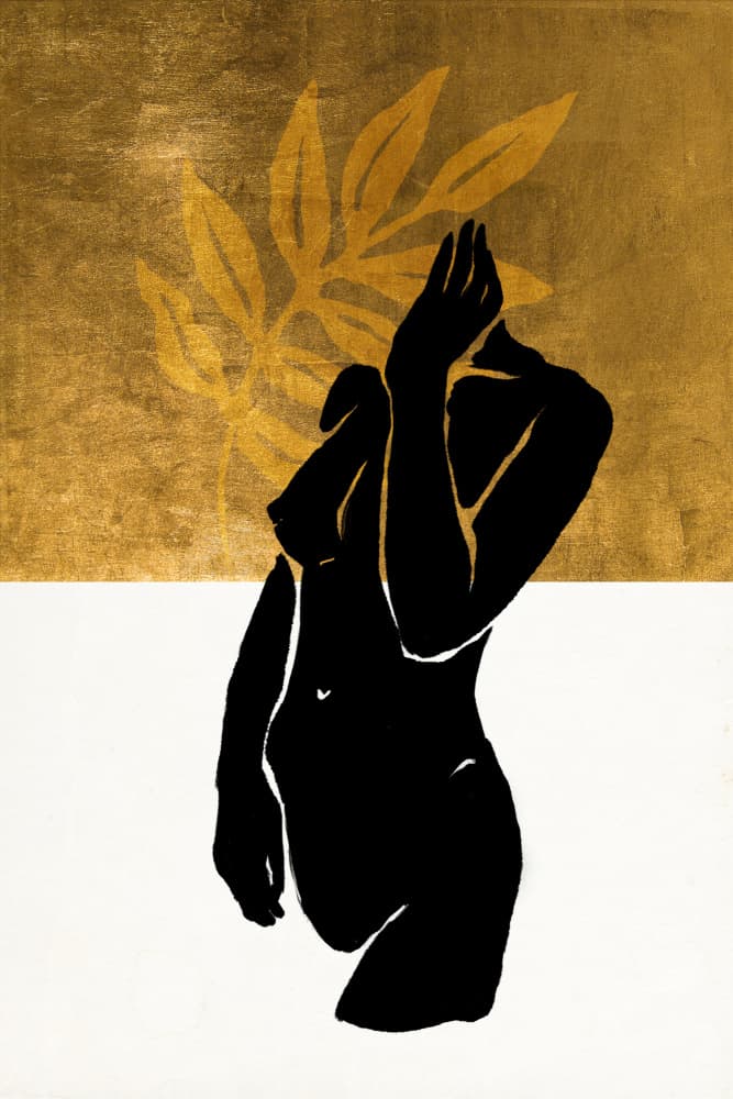 Golden Leaves Nude by Fun Qui — canvas wall art