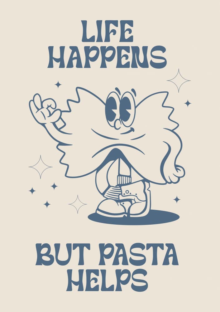 Life Happens Pasta Helps by Alina Shulhouskaya — canvas wall art