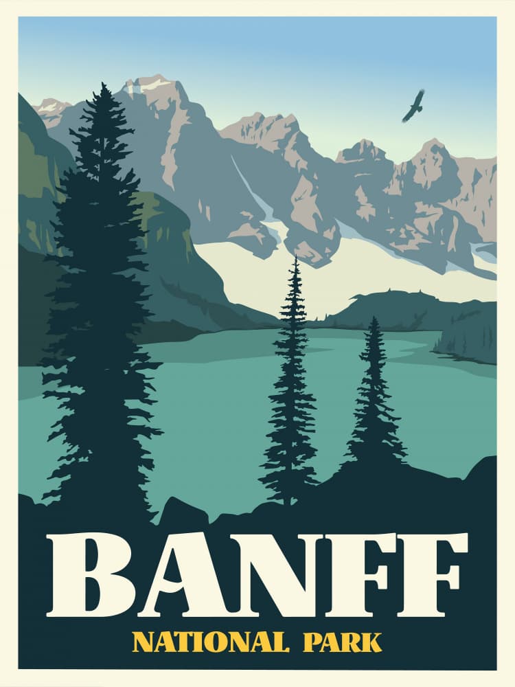 Banff National Park by Retrodrome — canvas wall art