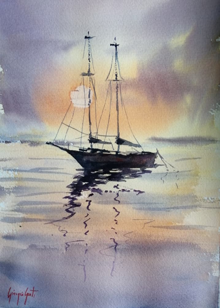 Tranquil Sailboat Sunset by Giorgio Gosti — canvas wall art