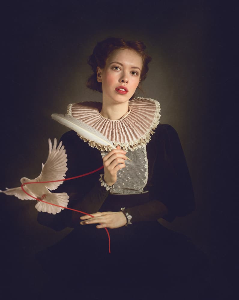 Renaissance Lady with Dove by Svetlana Melik-Nubarova — canvas wall art