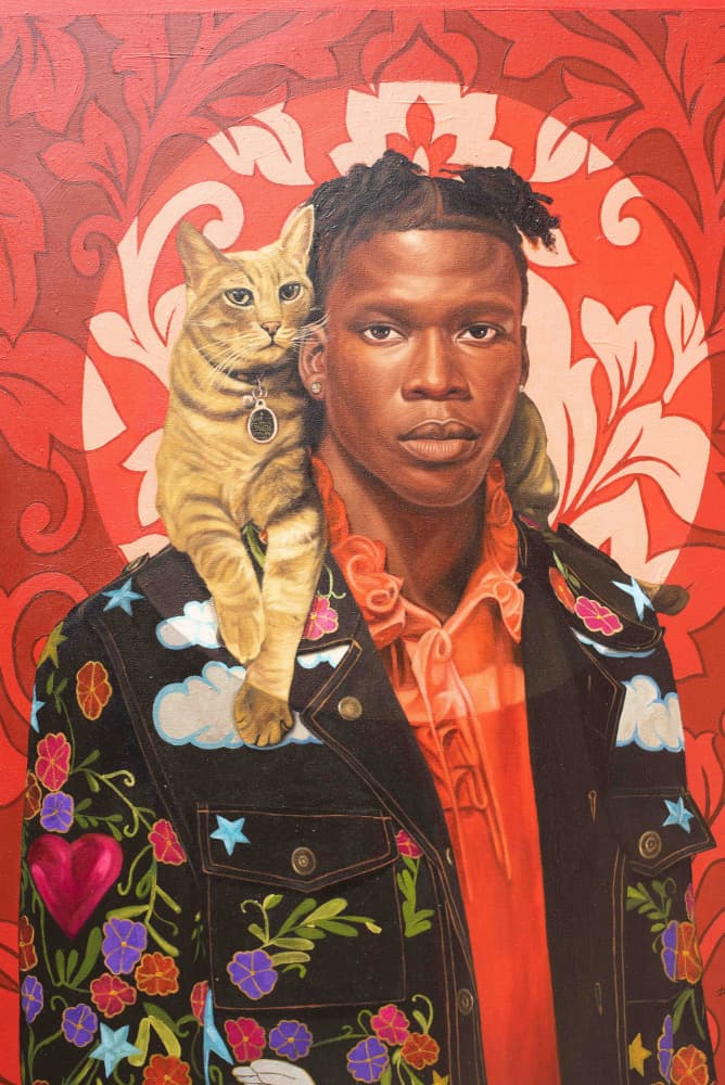 Cool Man with Shoulder Cat by Damilare Jamiu — canvas wall art