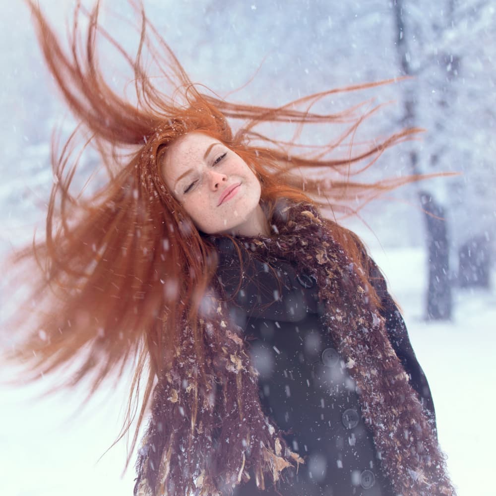 Joyful Redhead Winter by Tanya Markova — canvas wall art