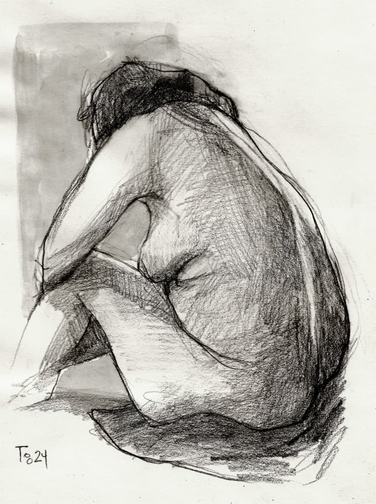 Pensive Nude Figure by Tore Bahnson — canvas wall art