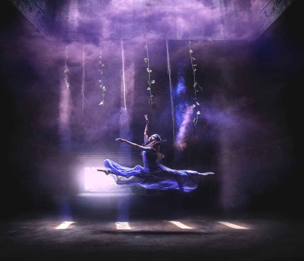 Floating Purple Dancer by Sebastian Kisworo — canvas wall art