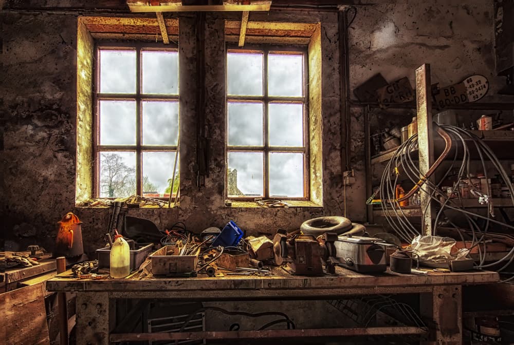 Rustic Workshop Window by Jan van der Linden — canvas wall art