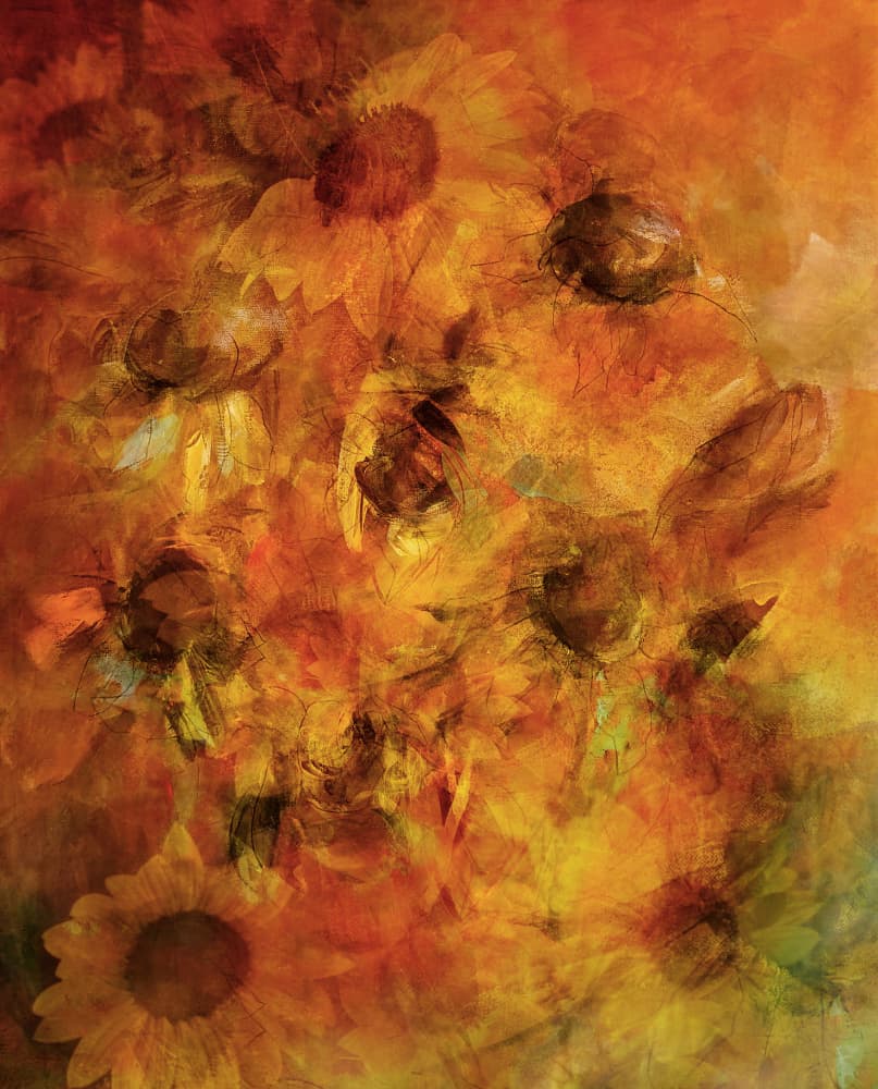 Abstract Autumn Sunflowers by Ellen van Deelen — canvas wall art