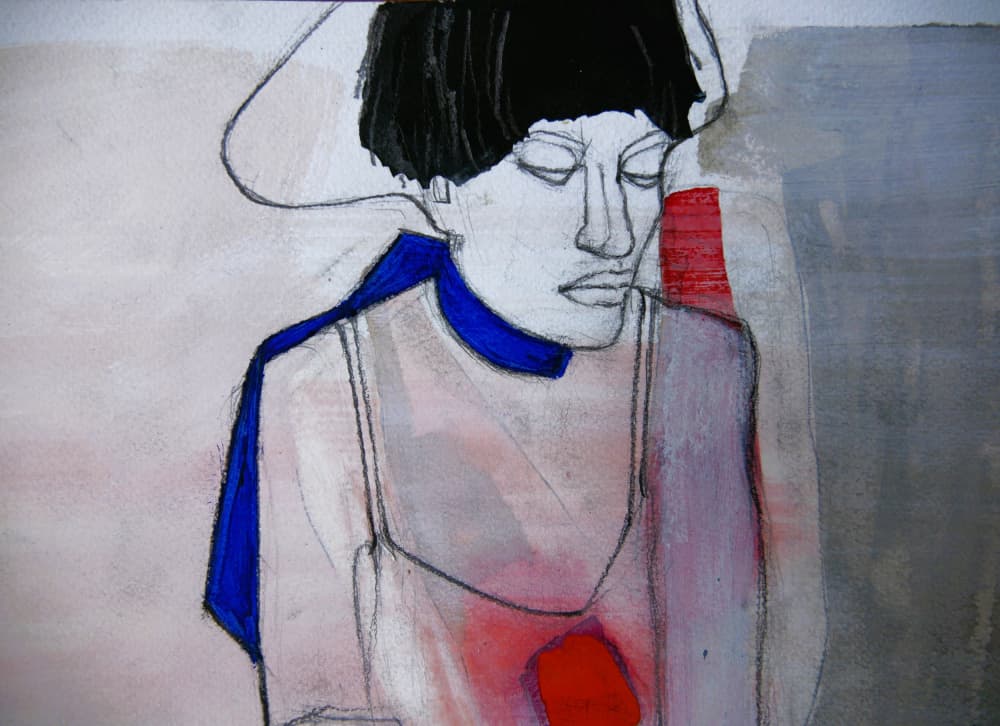 Pensive Woman Reflection by Doris Schmitz — canvas wall art