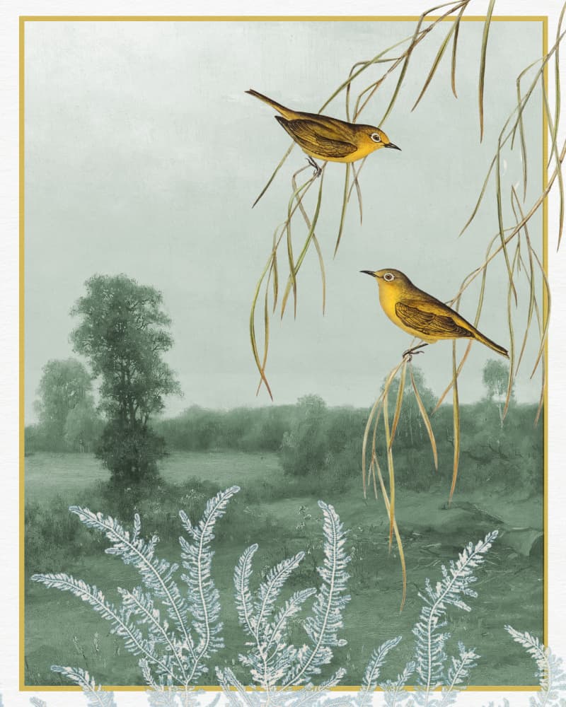Yellow Birds Wild Landscape by Wild Violets — canvas wall art
