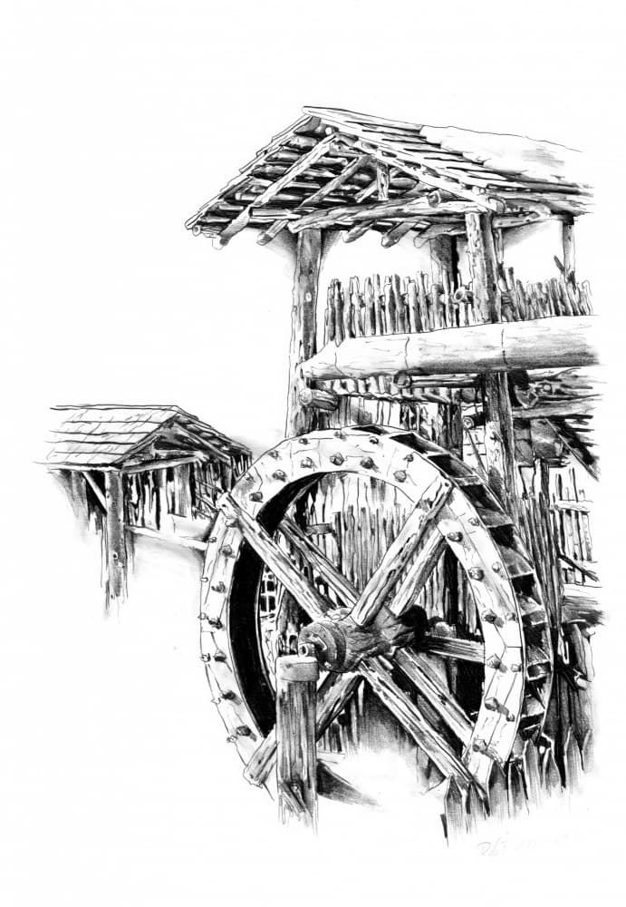 Rustic Mill Wheel by Kulik — canvas wall art
