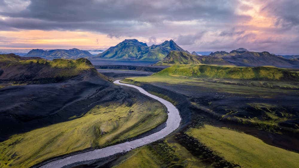Winding River Valley View by James Bian — canvas wall art