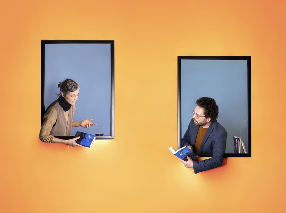 Connecting Through Books by Michael Allmaier — canvas wall art
