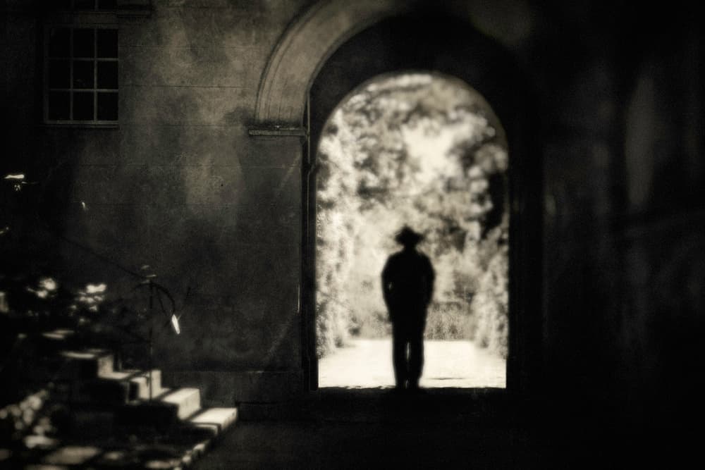 Mysterious Figure Archway Path by Ina Tänzer — canvas wall art