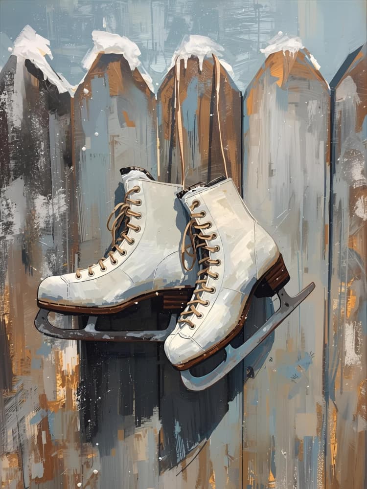 Nostalgic Ice Skates by Ohkimiko — canvas wall art