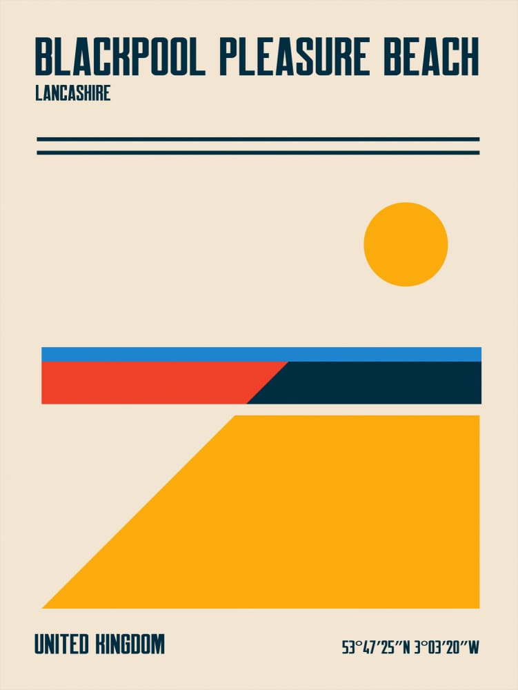 Blackpool Pleasure Beach Geometric by Retrodrome — canvas wall art
