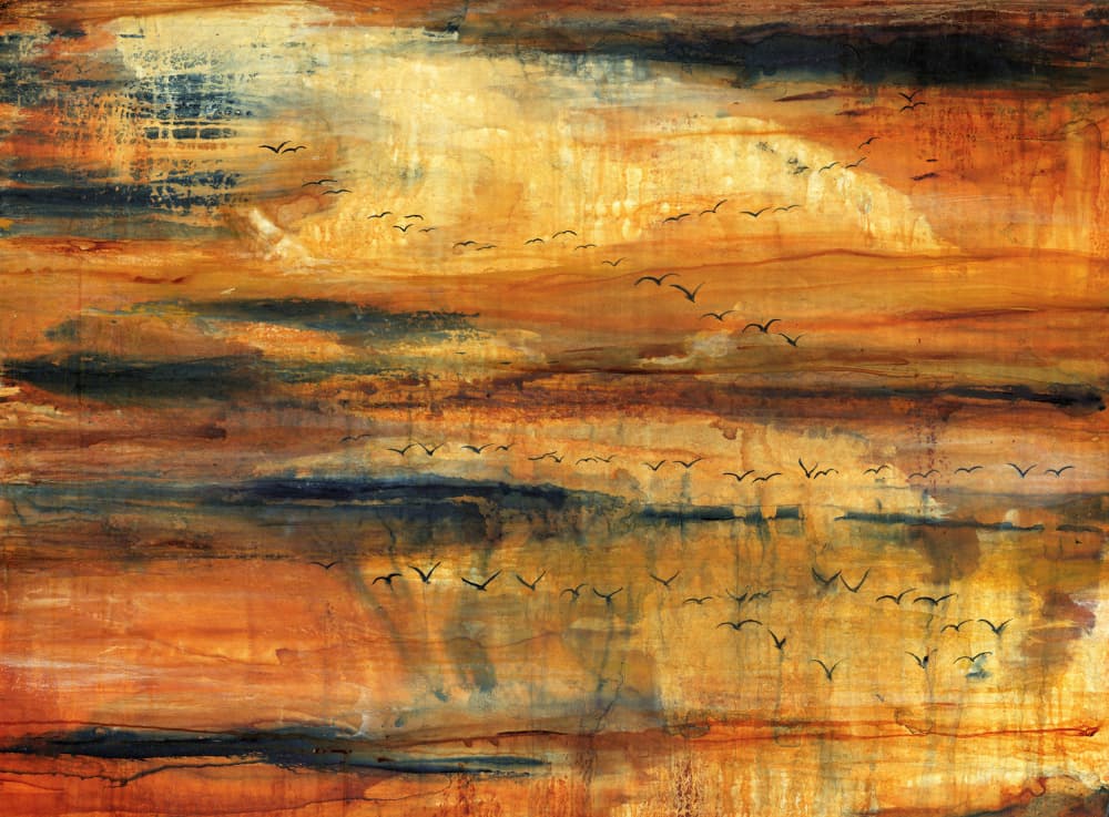 Golden Sky Birds by RodMacIver — canvas wall art
