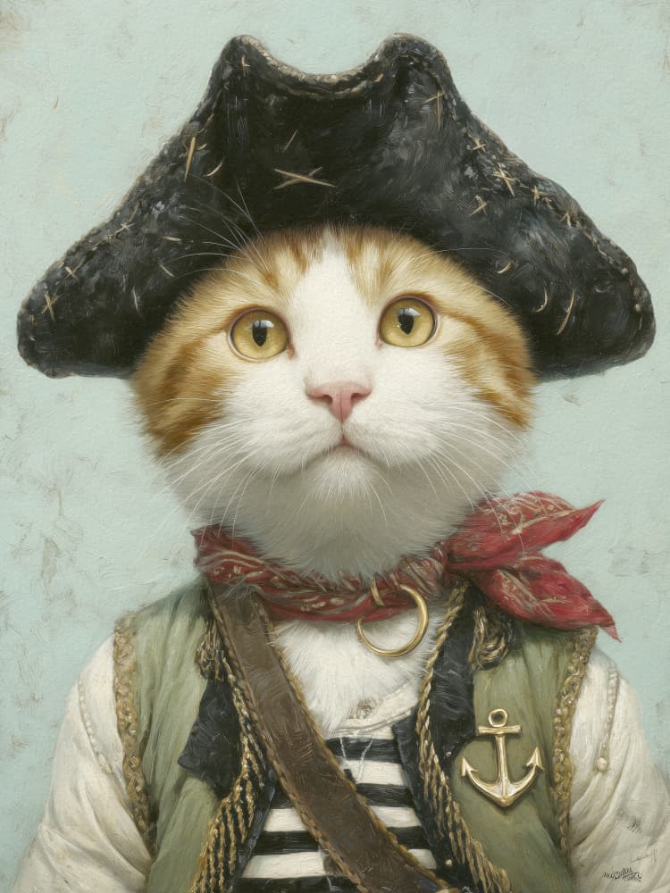 Feline Pirate Captain by Andreas Magnusson — canvas wall art