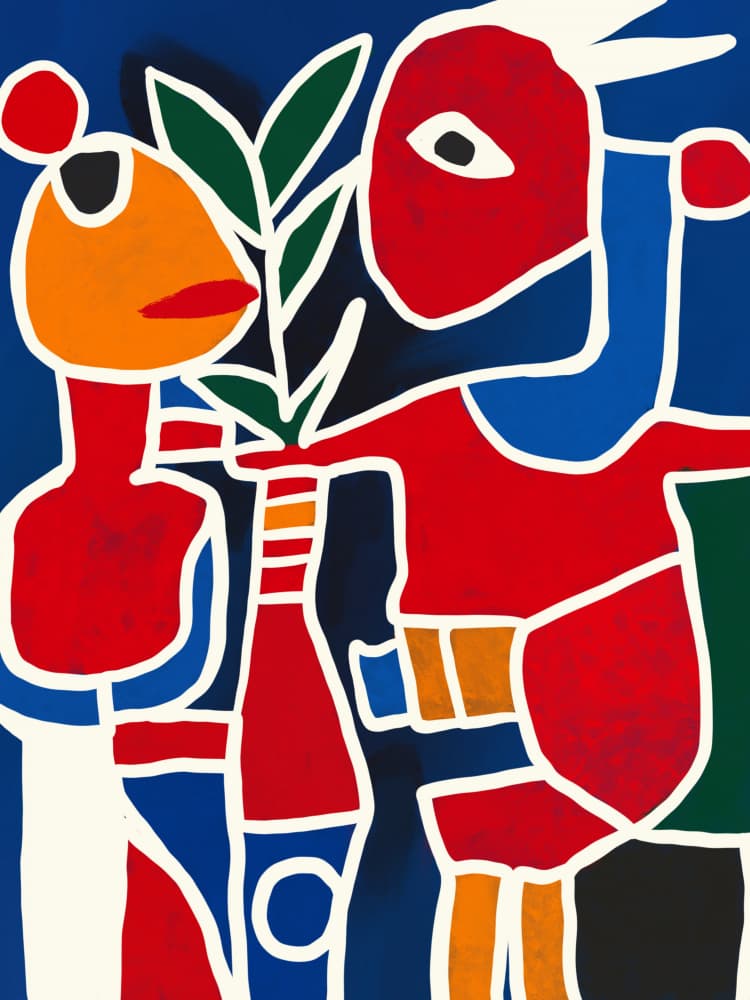 Vibrant Folk Art Figures by Little Dean — canvas wall art
