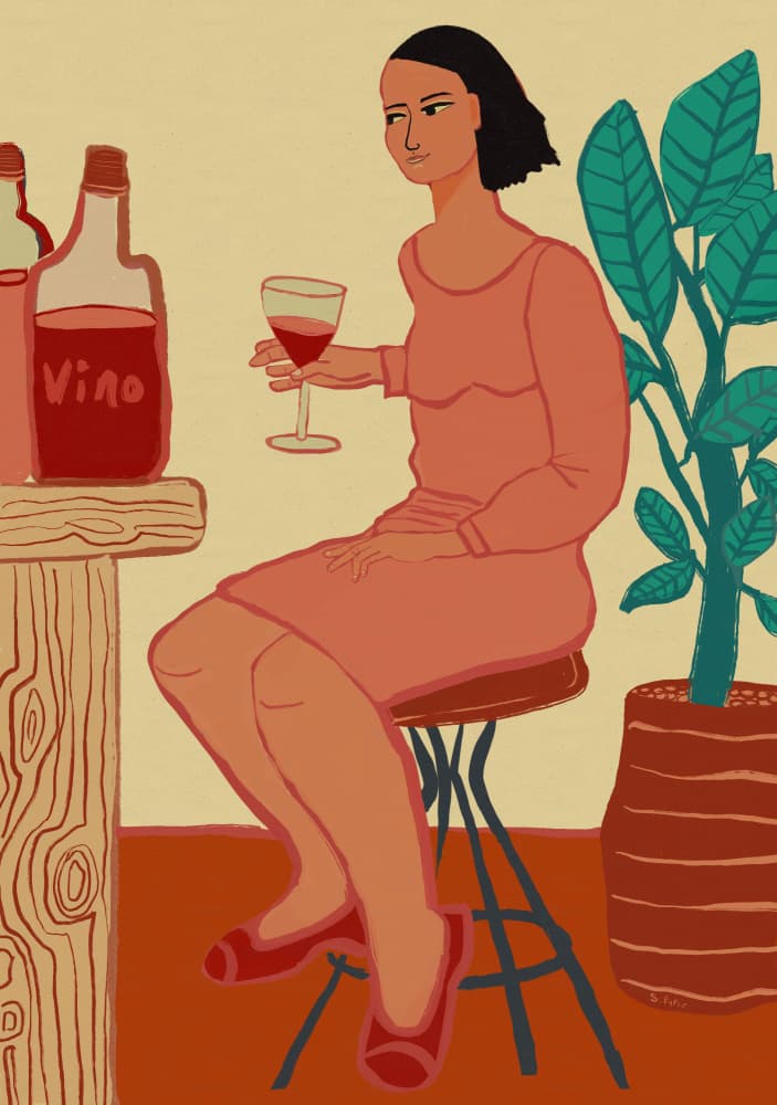 Woman Enjoying Wine by Sharyn Bursic — canvas wall art