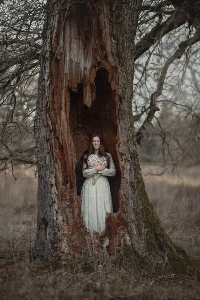 Ethereal Woman In Tree by Raluca Arhire — canvas wall art