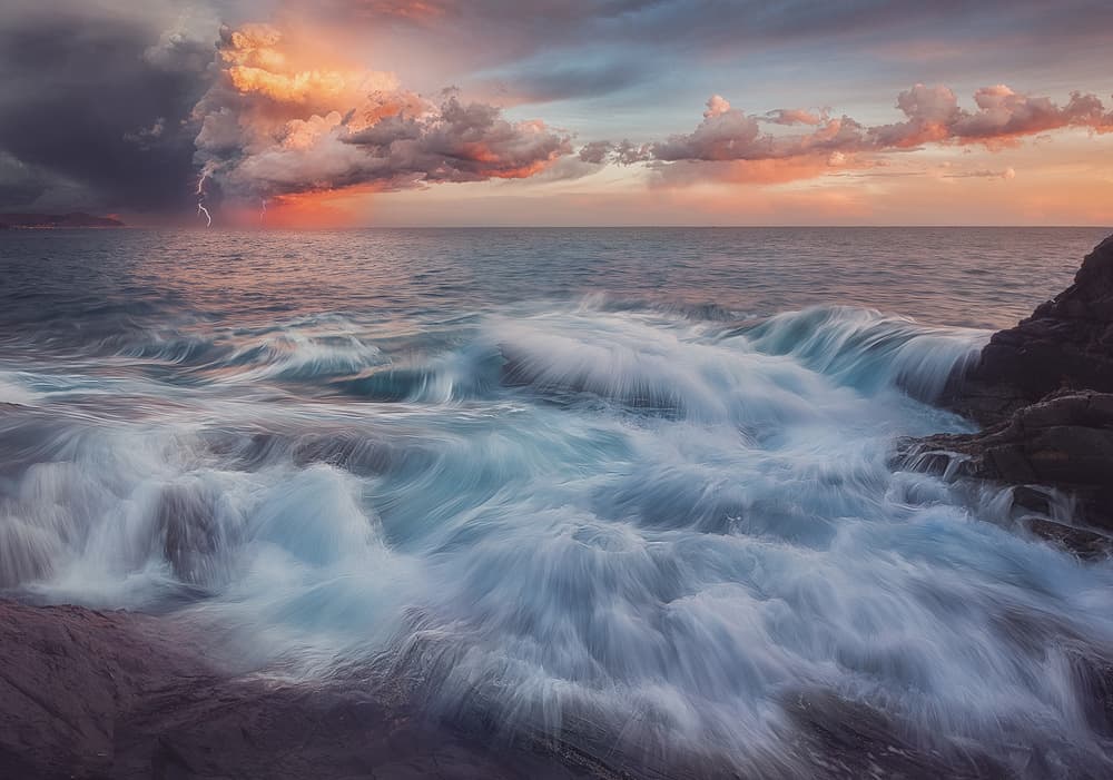 Stormy Ocean Sunset by Paolo Lazzarotti — canvas wall art
