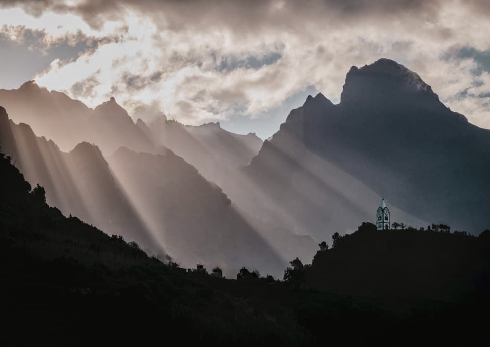 Dramatic Light Mountain Church by Ariel Ling — canvas wall art