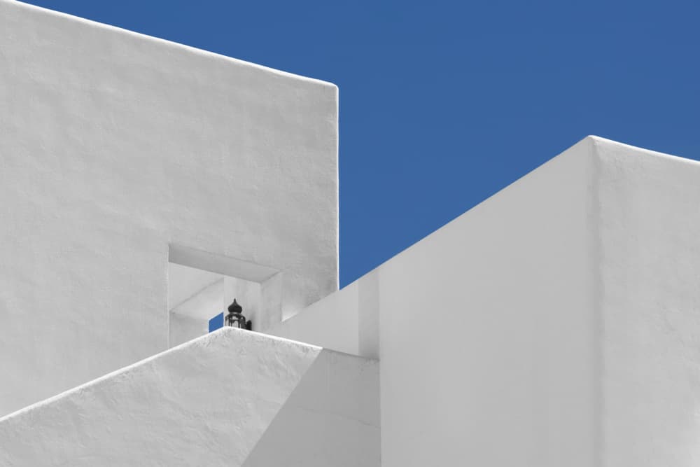 White Geometry Blue Sky by Ibrahim Nabeel — canvas wall art