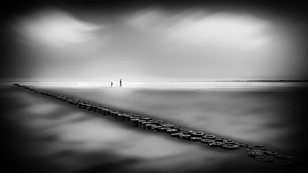 Misty Coastal Figures by Ina Tänzer — canvas wall art