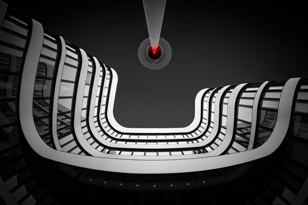 Architectural Red Focus by Roland M Schwerdtfeger — canvas wall art