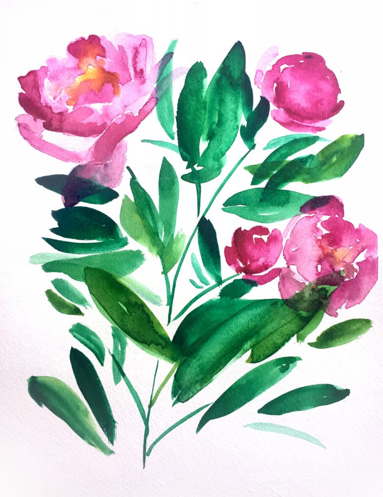 Vibrant Watercolor Flowers by Christine Lindstrom — canvas wall art