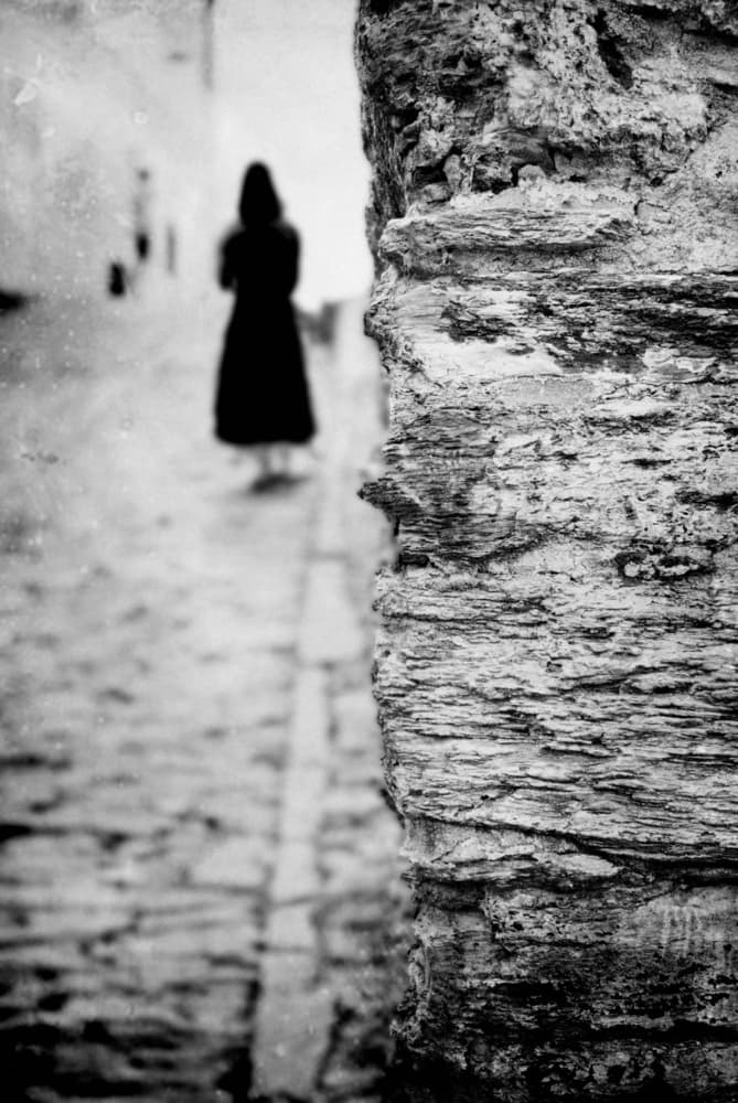 Solitary Figure Stone Path by Milena Seita — canvas wall art