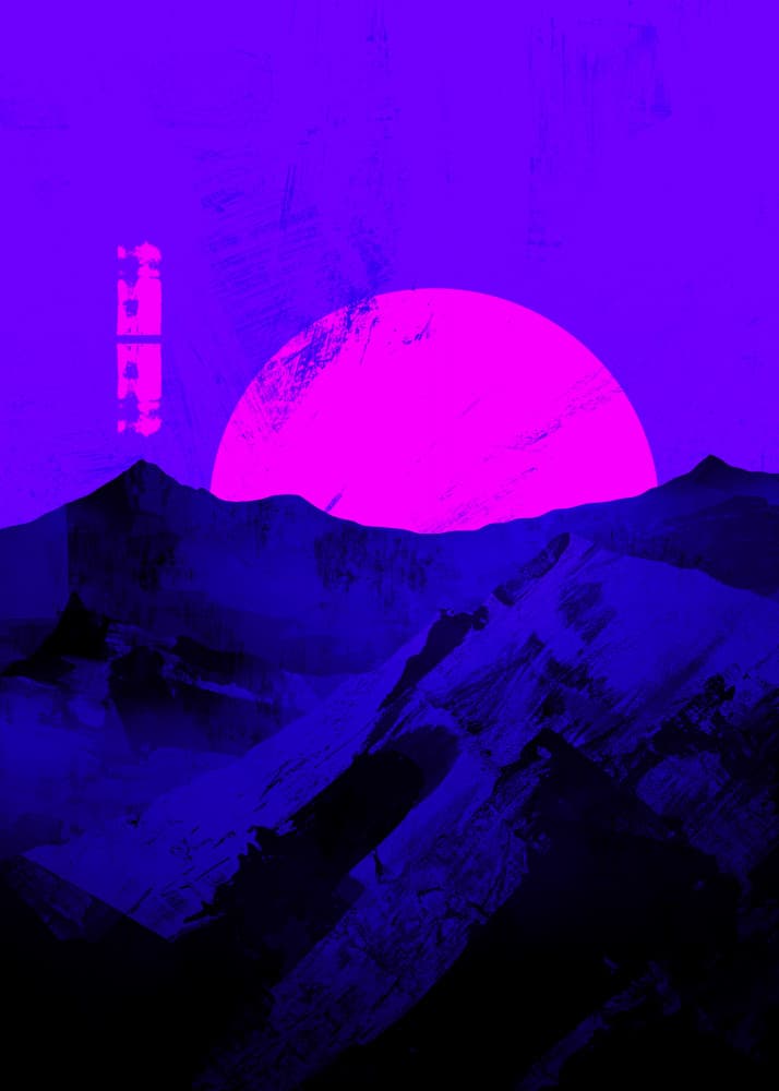Purple Peaks Pink Sun by Stephen Wade — canvas wall art