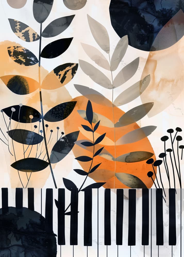 Botanical Piano Harmony by Justyna Jaszke — canvas wall art