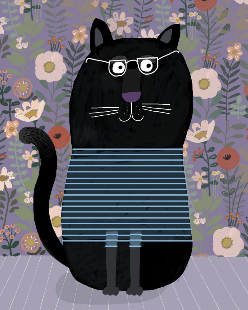 Whimsical Cat in Glasses by Carla Daly — canvas wall art