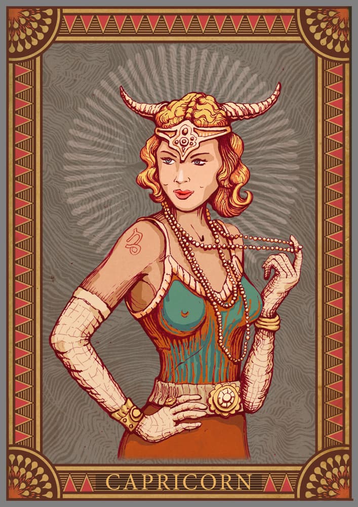 Art Deco Capricorn Woman by Olga Galeeva — canvas wall art