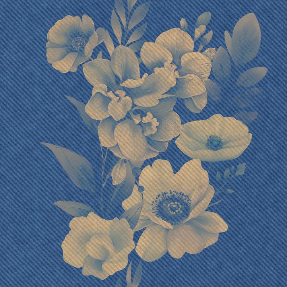 Classic Blue Botanicals by Bilge Paksoylu — canvas wall art