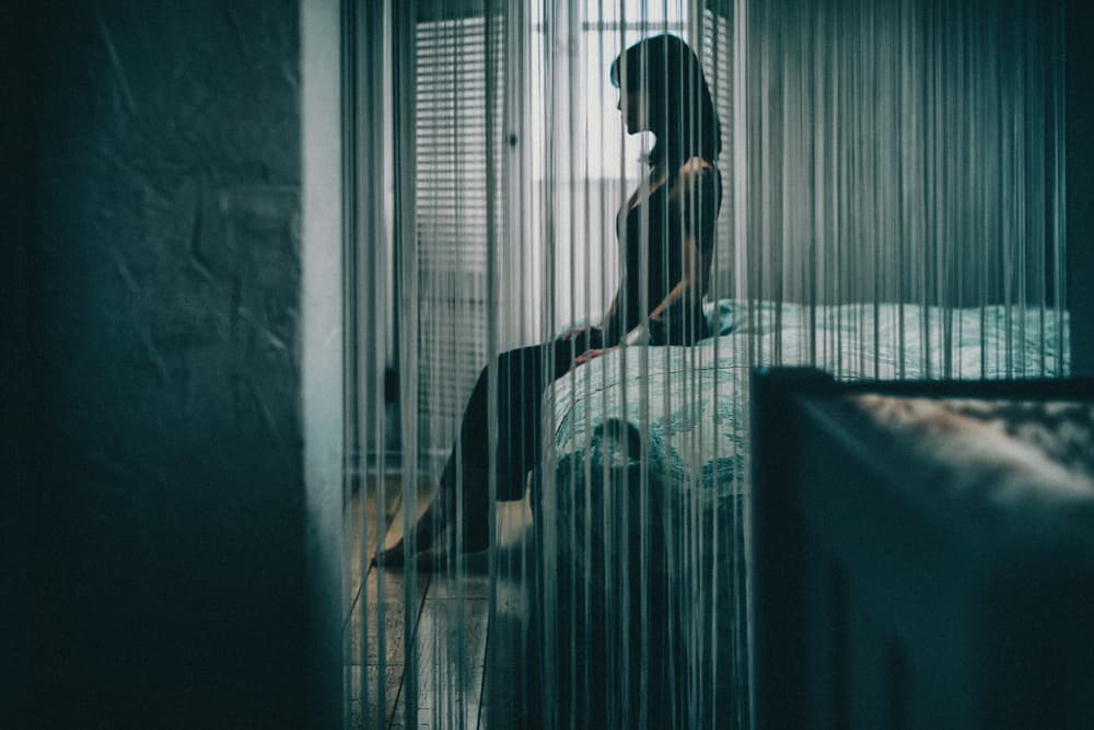 Moody Bedroom Silhouette by Nobu Ishijima — canvas wall art