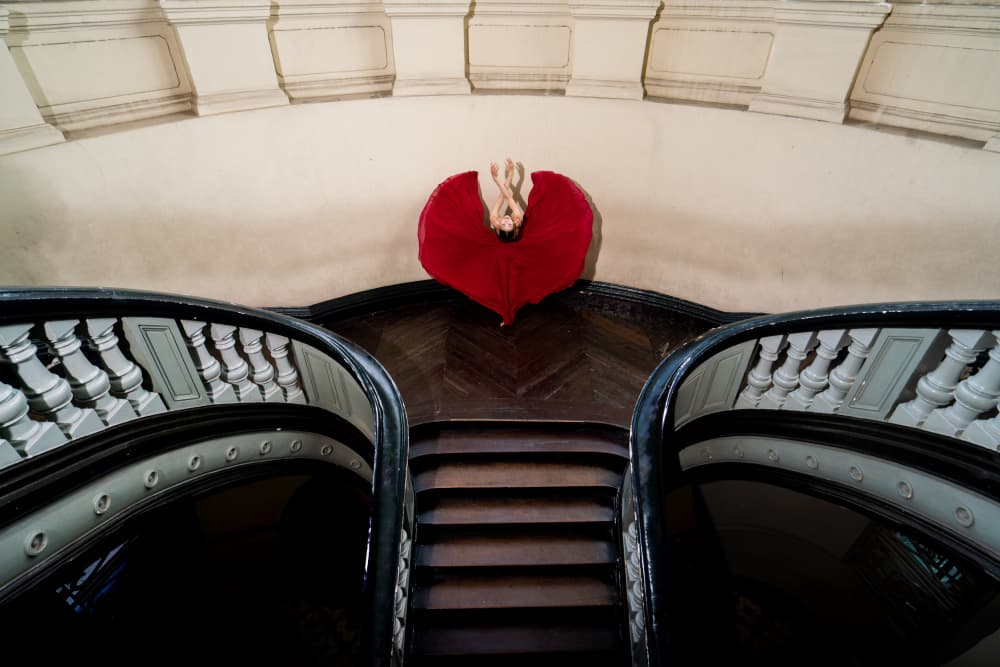Red Heart Grand Staircase by Tran Van Truong — canvas wall art