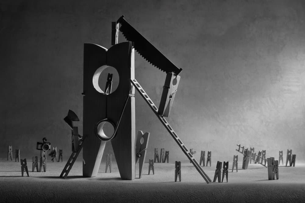 Clothespin Surreal Construction by Victoria Glinka — canvas wall art