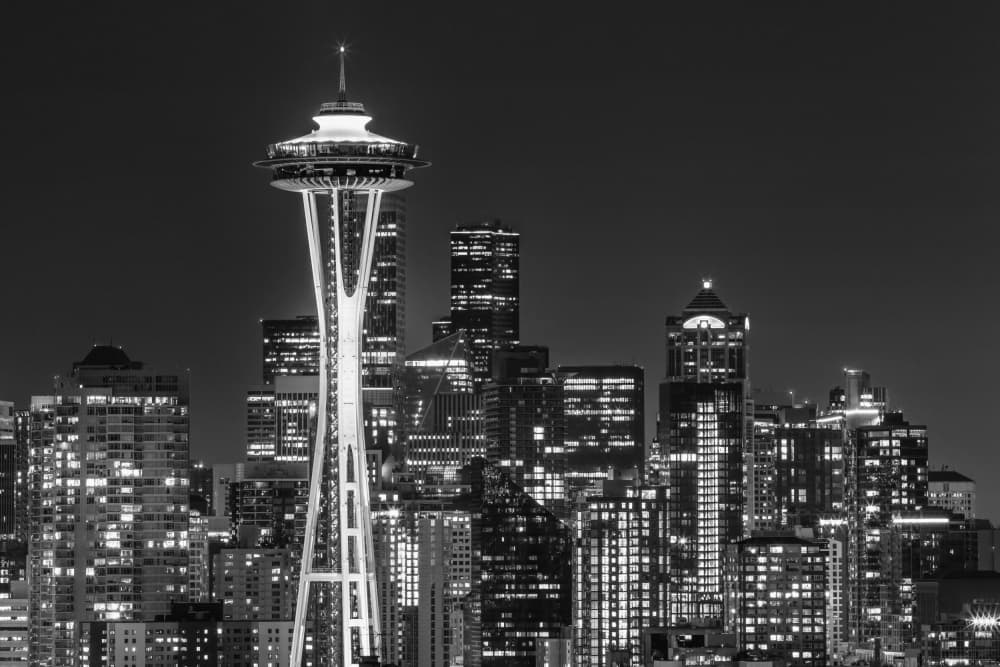 Seattle Space Needle Night by Melanie Viola — canvas wall art