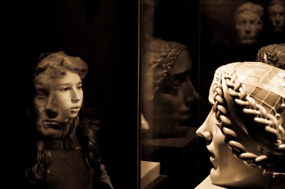 Girl Museum Reflection by Jure Kravanja — canvas wall art