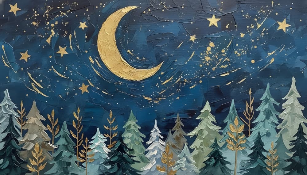 Golden Moonlit Forest by HUGO — canvas wall art