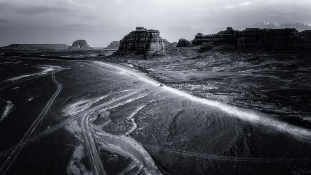 Desert Road Adventure by Hanping Xiao — canvas wall art