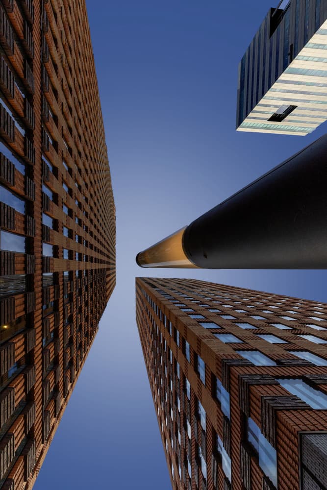 Upward Modern Cityscape by Wilma Wijers Smeets — canvas wall art