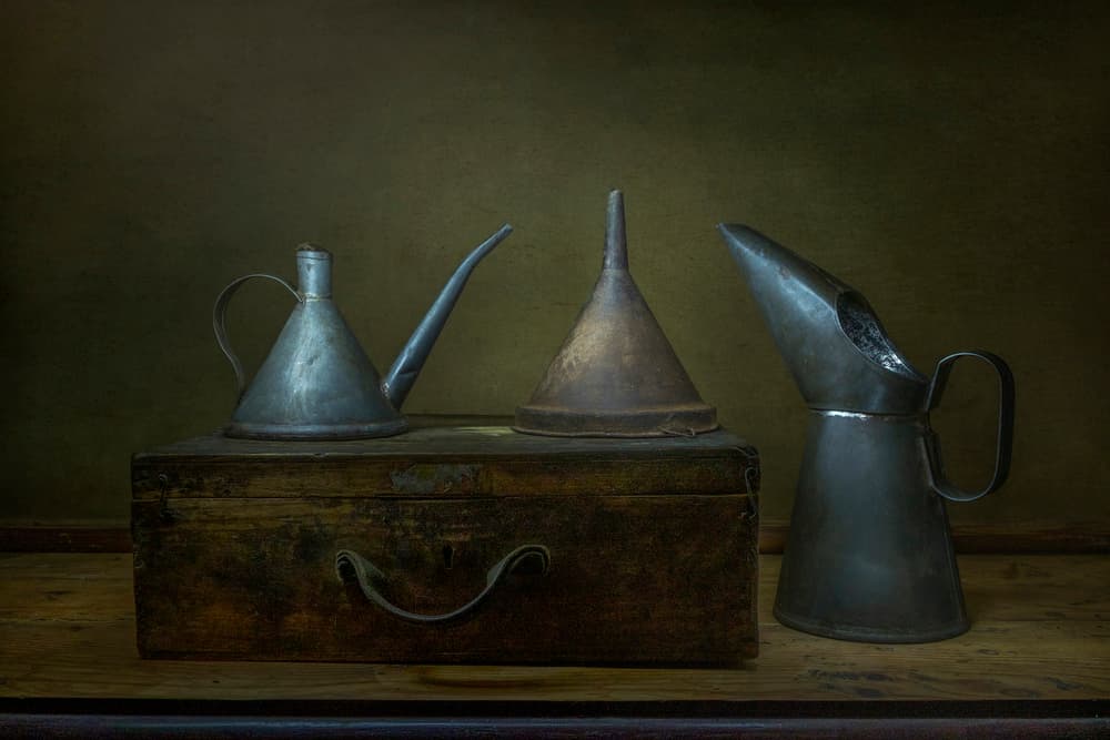 Aged Metal Pouring Tools by Christian MARCEL — canvas wall art