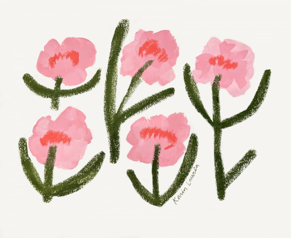 Modern Pink Flowers by Karin Lauria — canvas wall art