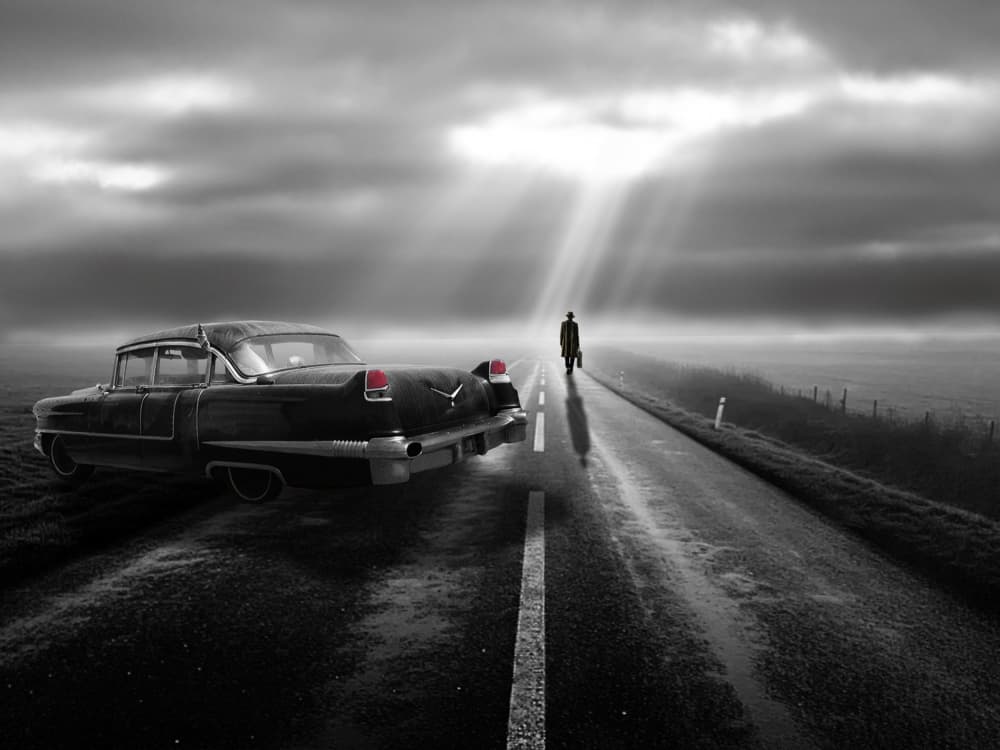 Vintage Car Lone Journey by LARRY BUTTERWORTH — canvas wall art