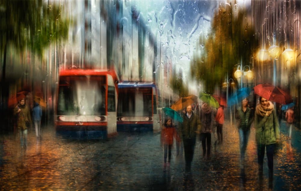 Rainy City Street by Charlaine Gerber — canvas wall art