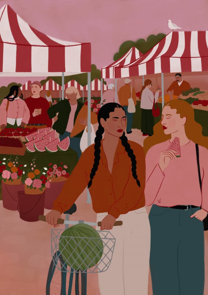 Summer Market Day by Ida Alvarsson — canvas wall art