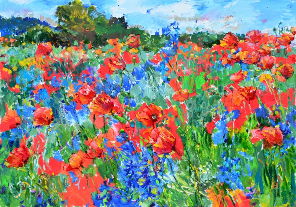 Vibrant Poppy Field by Andrii Kutsachenko — canvas wall art